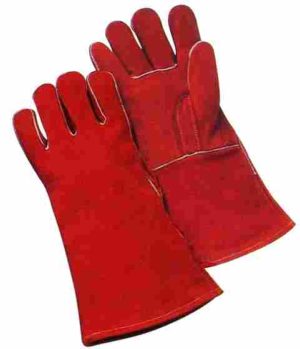 Краги (перчатки) кожаные (спилок) красные